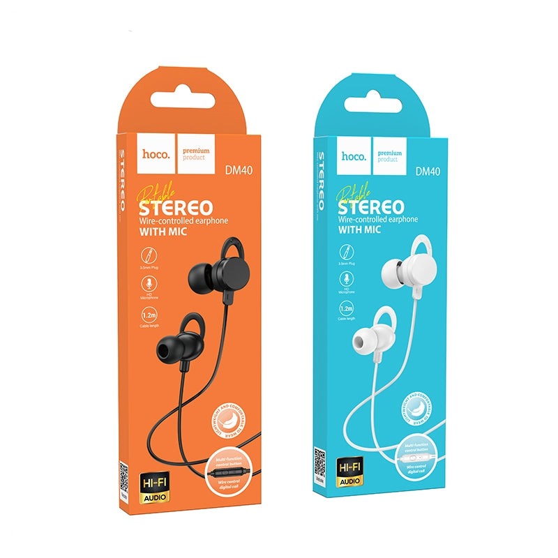 Hoco DM40 Mysterious Perfect Fit Wired HiFi Headphones Black-www.firsthelptech.ie