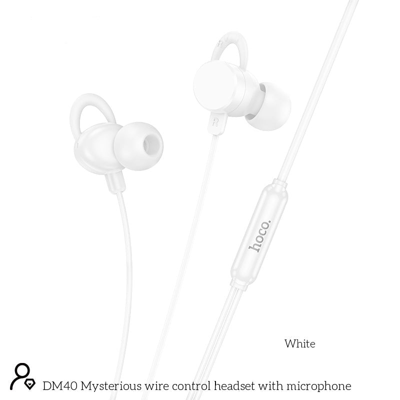 Hoco DM40 Mysterious Perfect Fit Wired HiFi Headphones White-www.firsthelptech.ie
