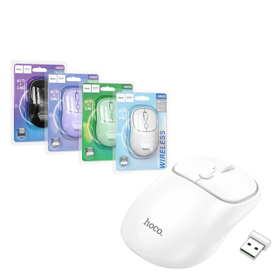 Hoco GM25 Royal Dual-Mode Business Wireless Mouse White-www.firsthelptech.ie