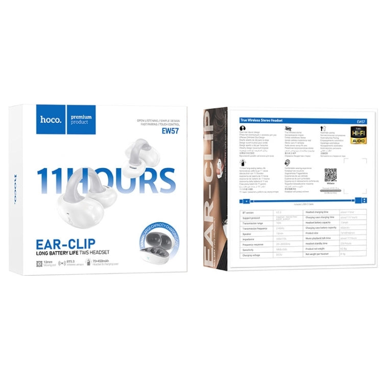 Hoco EW57 Auspicious Clip-On True Wireless BT Headset Ivory White-www.firsthelptech.ie