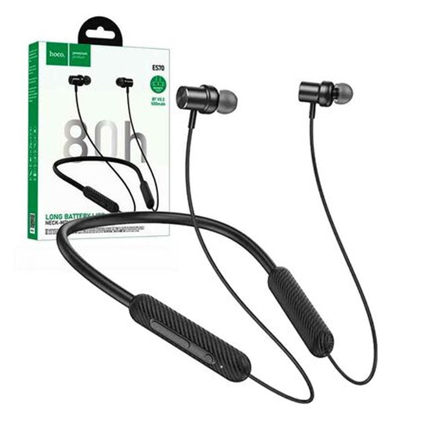 Hoco ES70 Armour Neck-Mounted BT Earphones Black-www.firsthelptech.ie