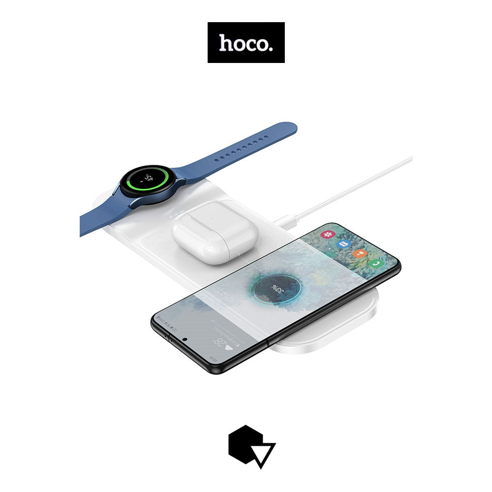 Hoco CQ6 Ultra Thin 23W Samsung Watch 3-in-1 Wireless Fast Charger Black-www.firsthelptech.ie