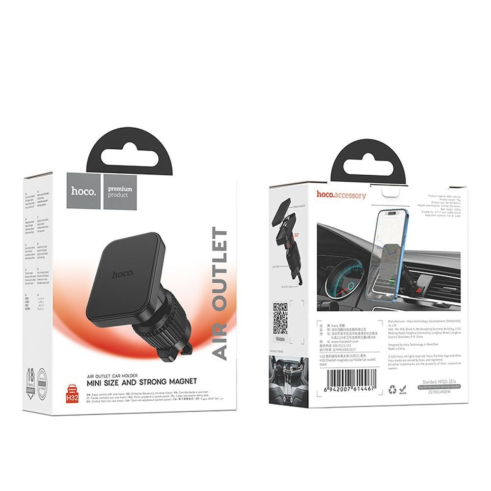 Hoco H32 Mini Air Vent Hook Magnetic Phone Holder Black-www.firsthelptech.ie