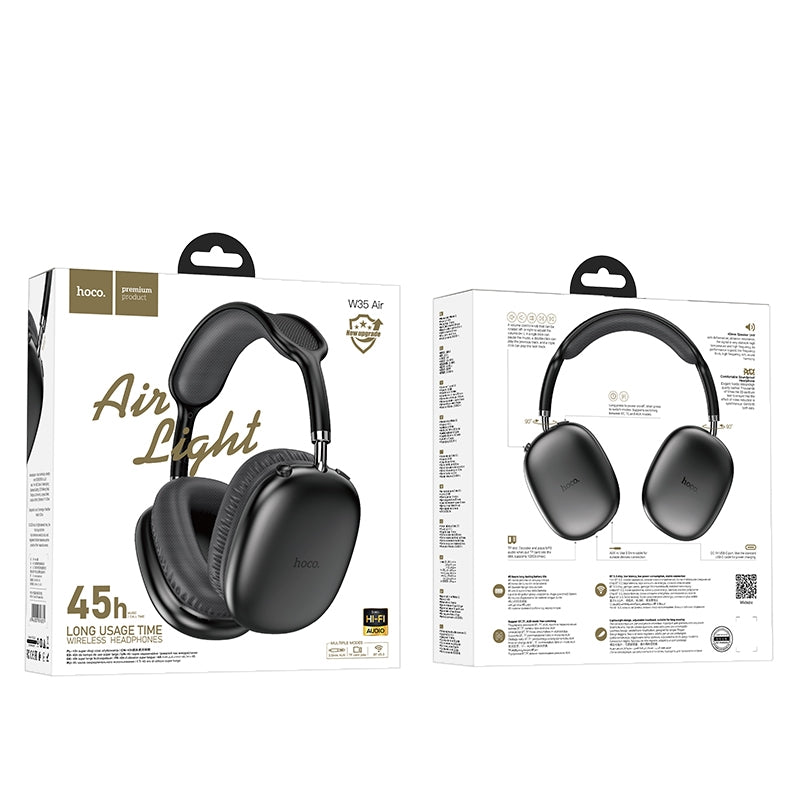 Hoco W35 Air Free 45h Wireless BT Built-in MP3 Headphone Black