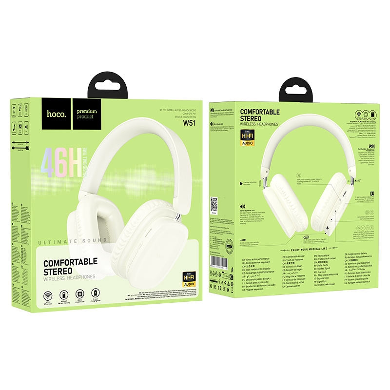 Hoco W51 Delightful 46 Hour BT Wireless Headphones White