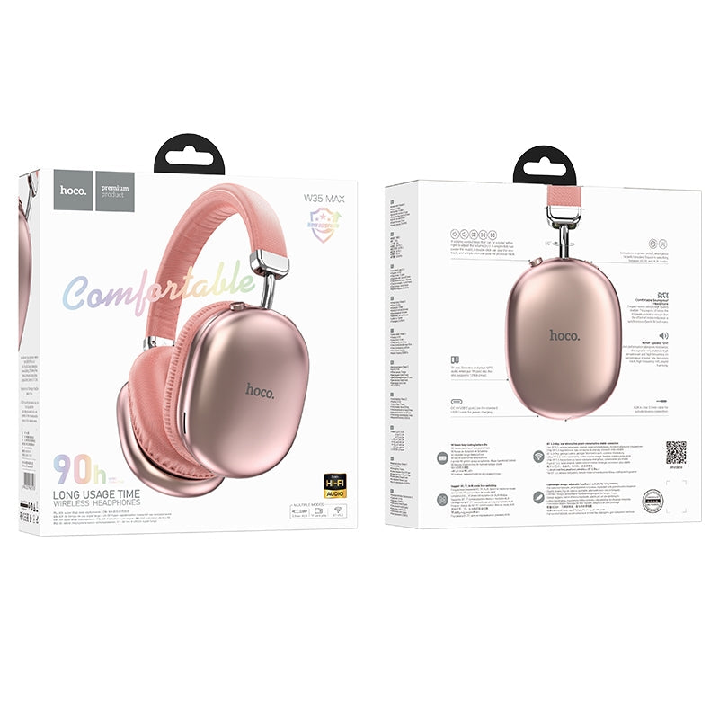 Hoco W35 MAX 90H Wireless BT Built-in MP3 Headphone Pink