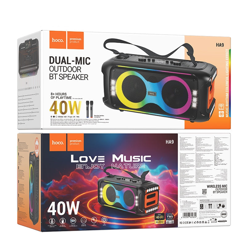 Hoco HA9 Kayman Dual Wireless Mic Outdoor BT Speaker 40W