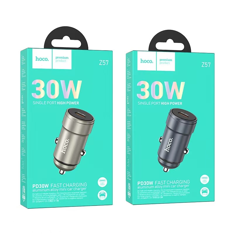 Hoco Z57 Glorious Single-Port PD30W Car Charger Gray