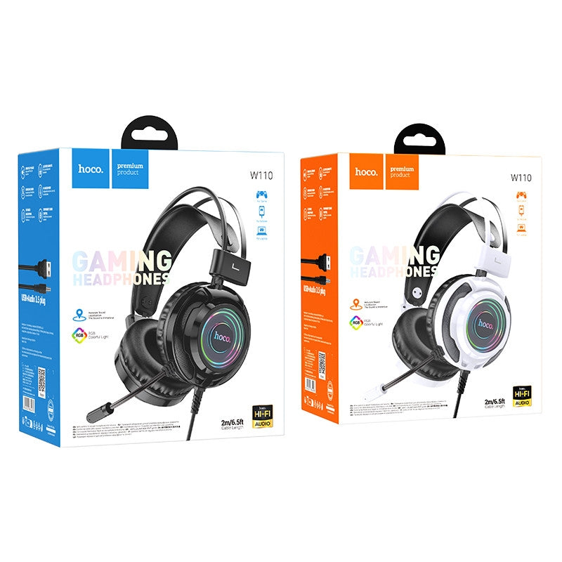 Hoco W110 Resource RGB Gaming Headphones White