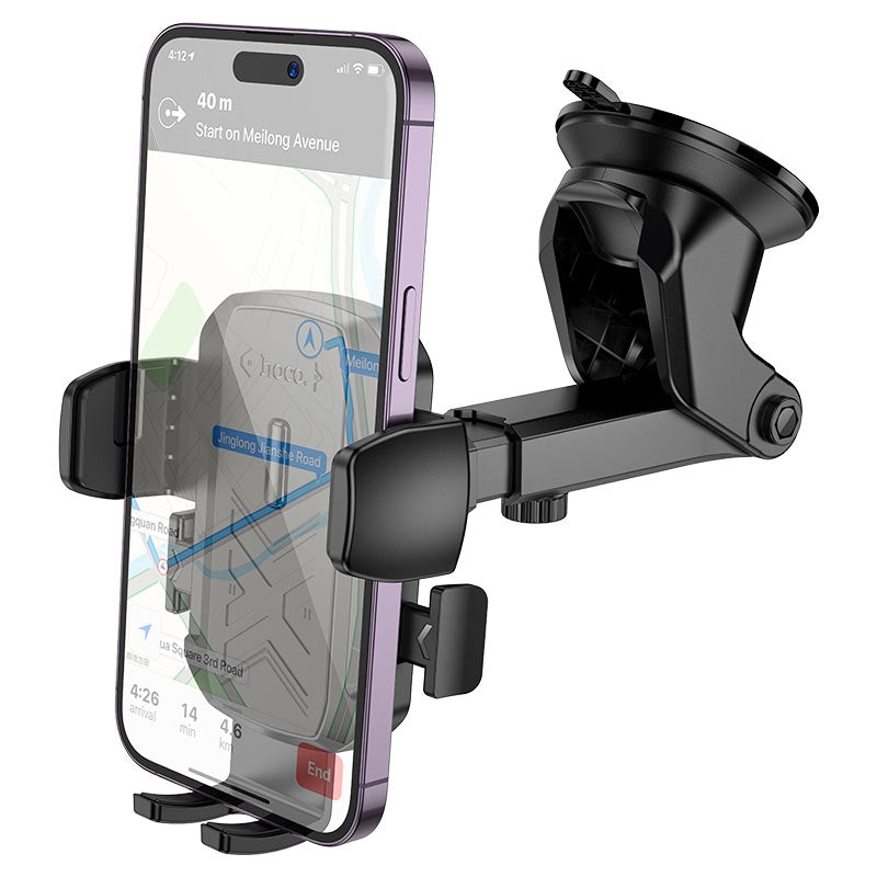 Hoco H65 Gamble Centre Console Dash & Glass One-Button Car Holder Black