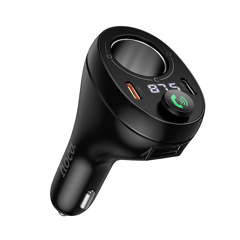 Hoco E88 35W 2 Type-C Cigarette Lighter Port Car BT FM Transmitter Black