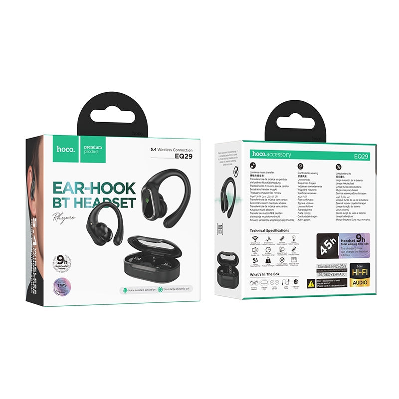 Hoco EQ29 Rhyme Ear-Hook TWS BT Headset Black