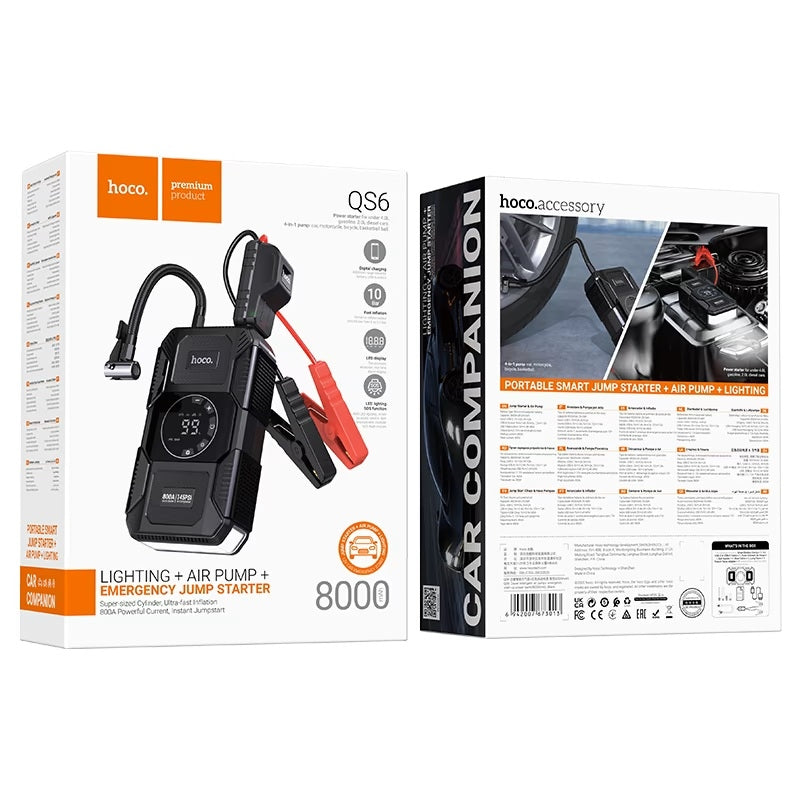 Hoco QS6 Clever Jump Starter / Air Pump 8000mAh Metal Gray