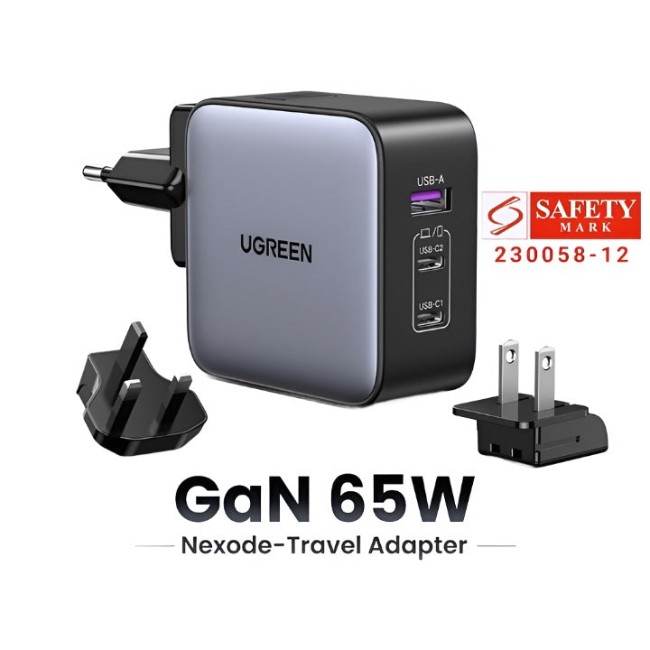 UGREEN 90409 GaN 65W Fast Charger 3 Universal -Port Black-www.firsthelptech.ie