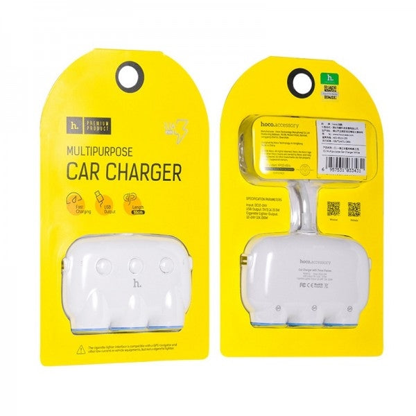 Hoco C1 Multi Purpose 4-In-1 Car Fast Charger White-www.firsthelptech.ie