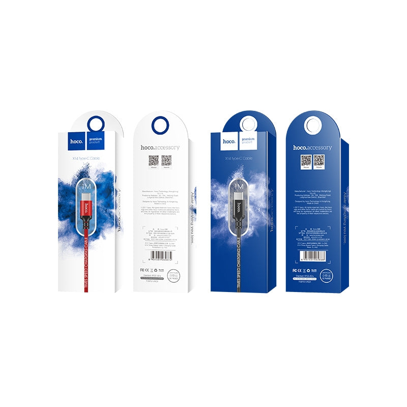 Hoco X14 Fast Charging Type-C Cable 2M Black-www.firsthelptech.ie