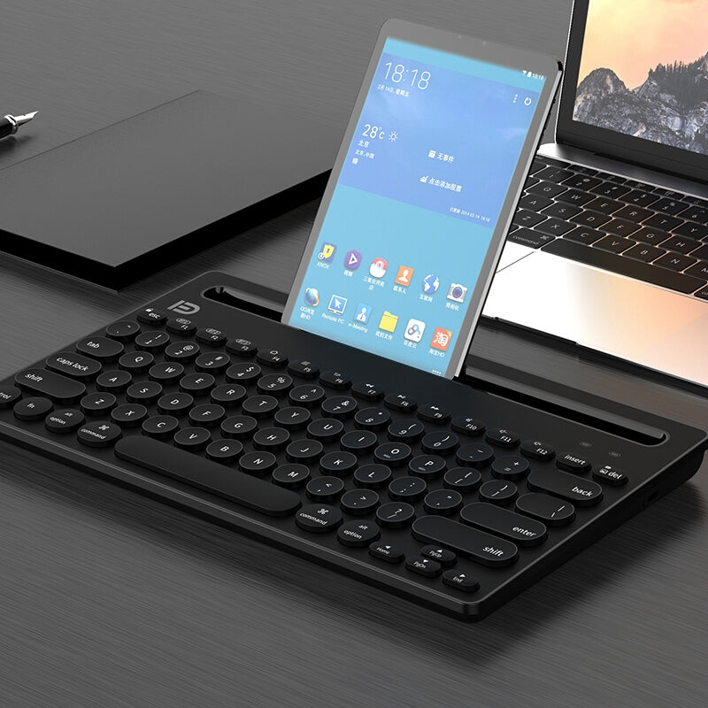 FUDE BD-EK3381 Multi-Connection Mobile / Tablet Bluetooth Keyboard Stand Black-www.firsthelptech.ie