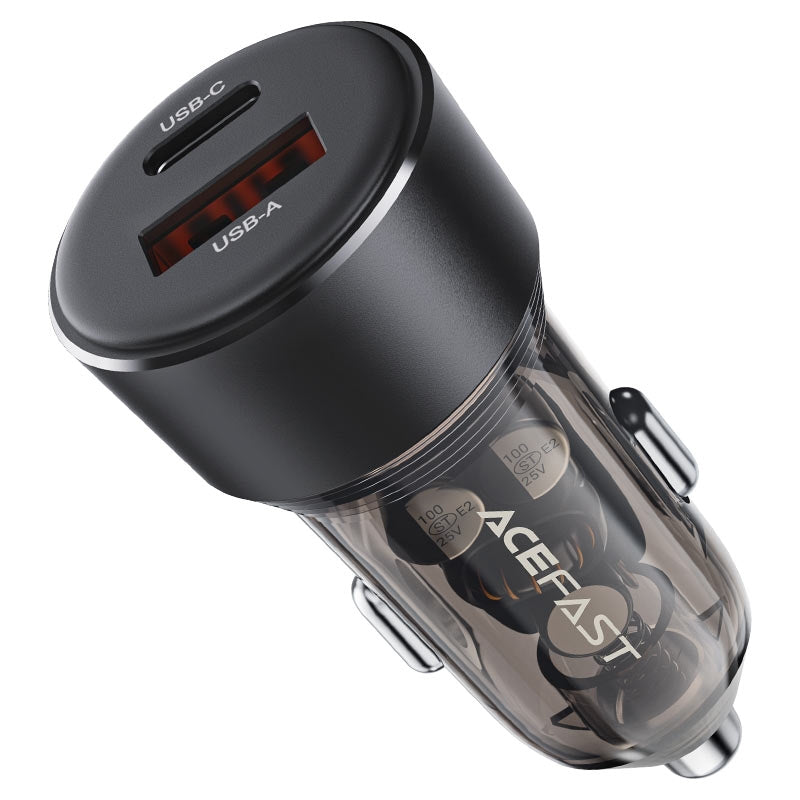ACEFAST B12 Dual Port USB-A+USB-C Car Charger 60W Black