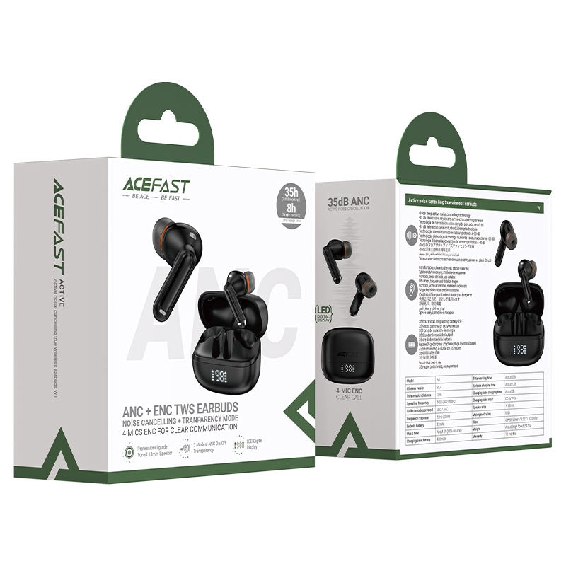ACEFAST W1 ANC+ENC TWS True Wireless Earbuds Black