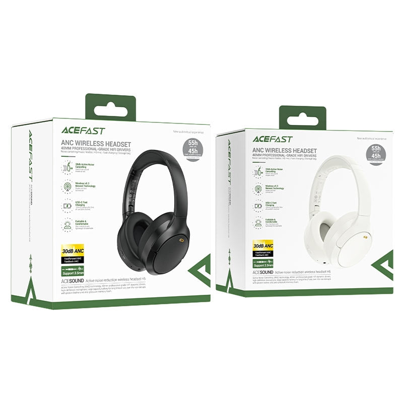 ACEFAST H6 Active Noise Canceling 55H Wireless Headset White