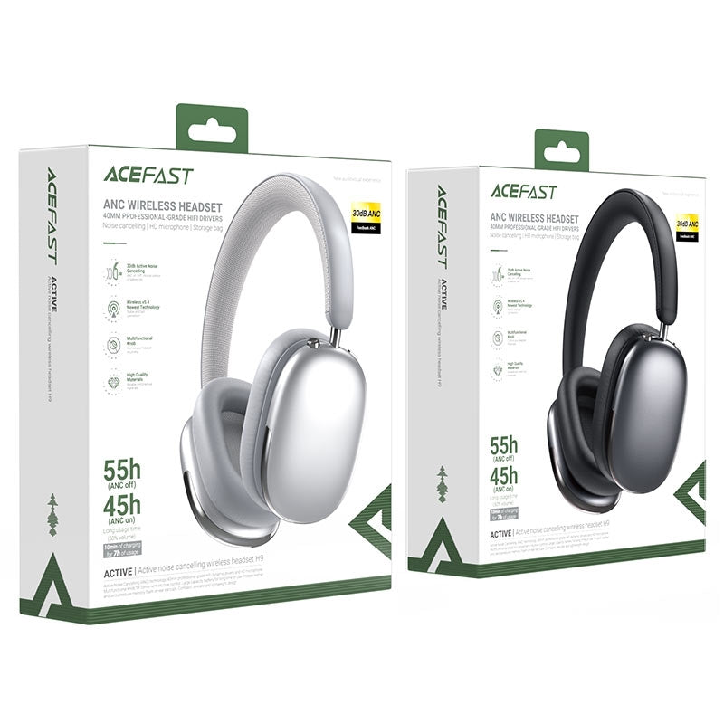 ACEFAST H9 Premium Active Noise Canceling 55H Wireless Headset Gray