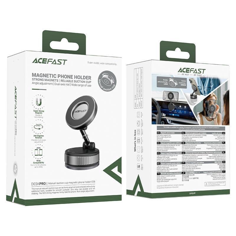 ACEFAST E28 Long Neck Manual Suction Cup Magnetic Phone Car Holder Gray