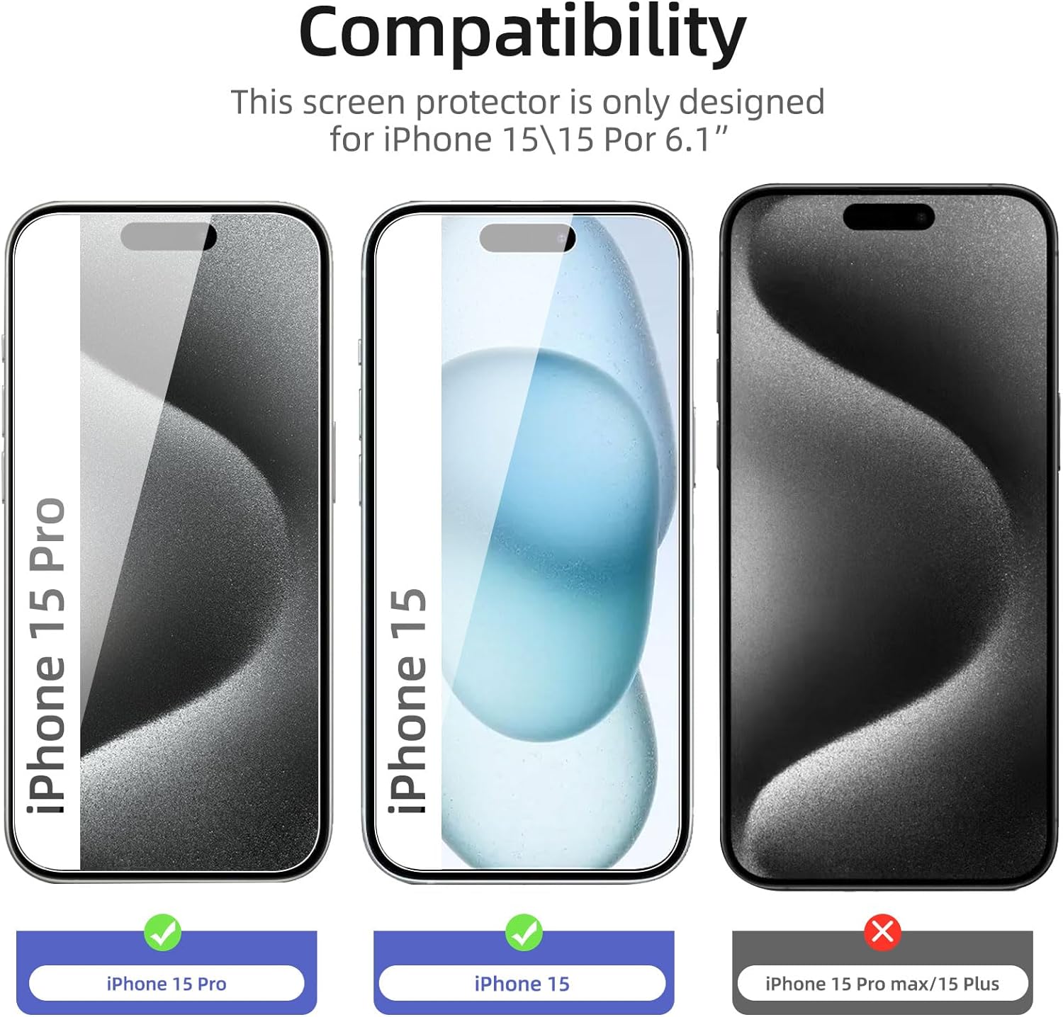 For Apple iPhone 15 Pro Tempered Glass / Screen Protector