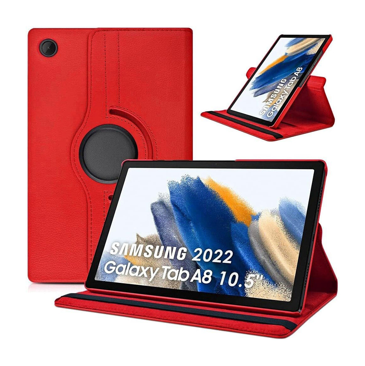 For Samsung Galaxy Tab A8 10.5 2021 Tablet Case 360° Rotating PU Leather Cover - Red-www.firsthelptech.ie