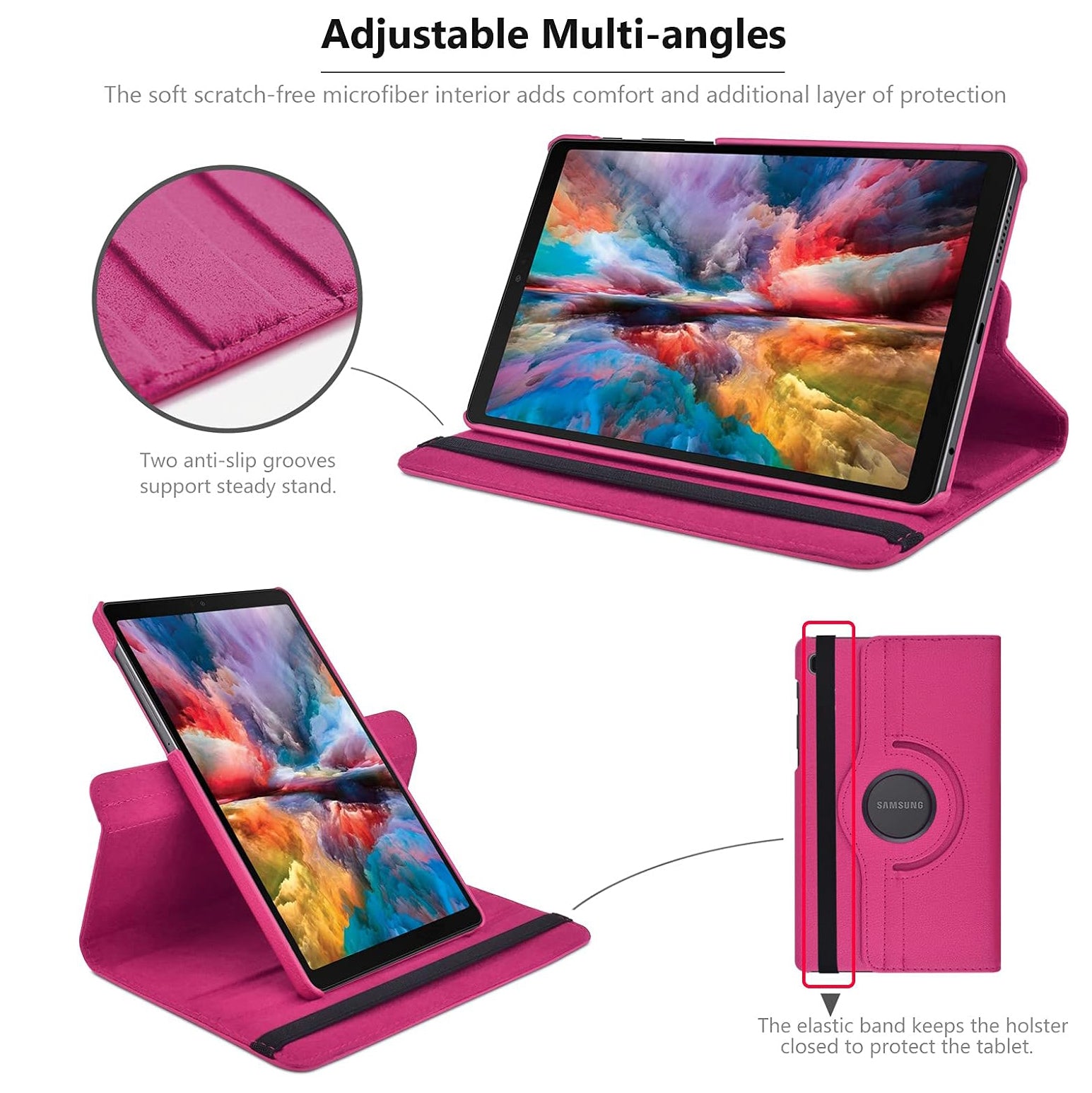 For Samsung Galaxy Tab A9 Tablet Case 360° Rotating PU Leather Cover - Rose