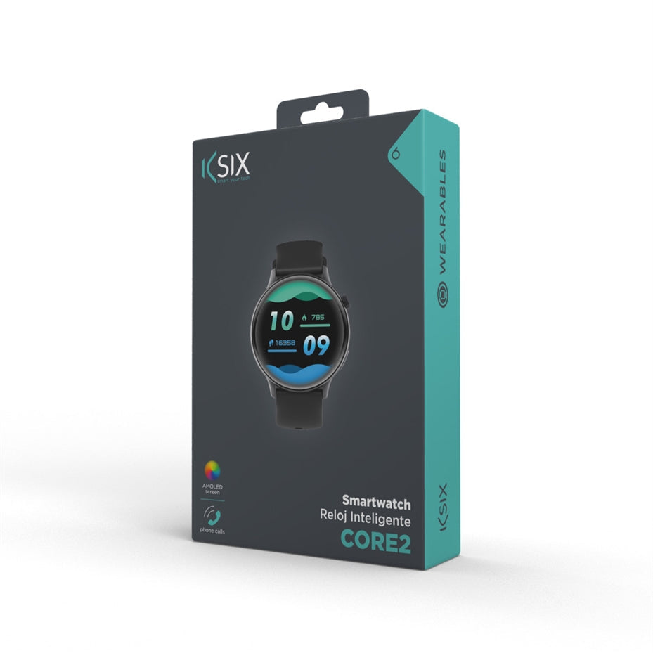 Ksix Core 2 Smartwatch, AMOLED Display 1.43’ Black