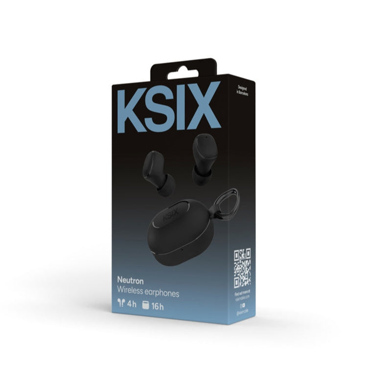 KSIX NEUTRON Wireless Earphones 20H Battery Calls Compact Calls USB-C Black