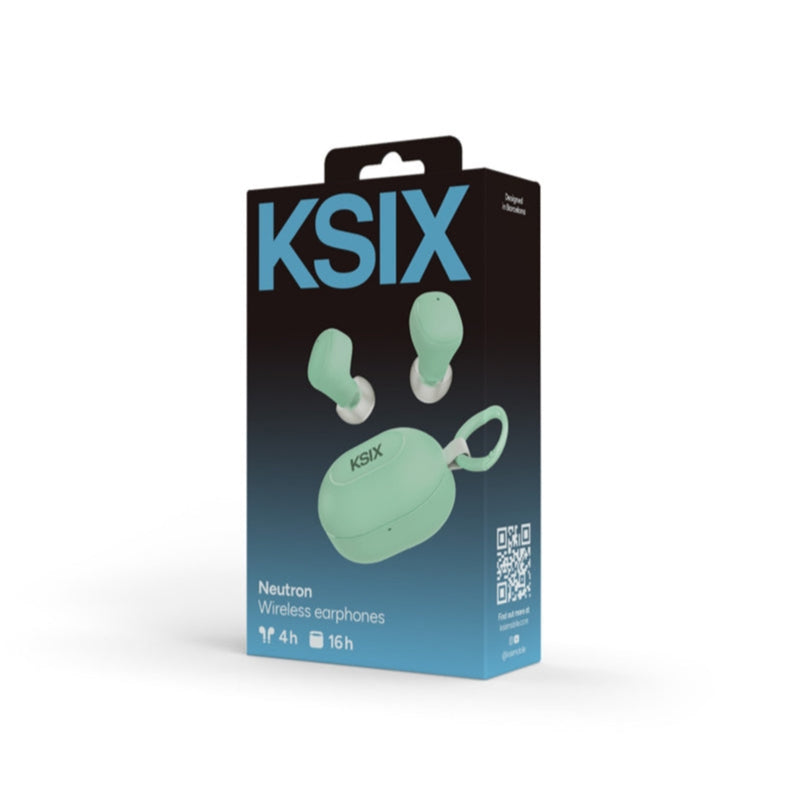 KSIX NEUTRON Wireless Earphones 20H Battery Calls Compact Calls USB-C Green