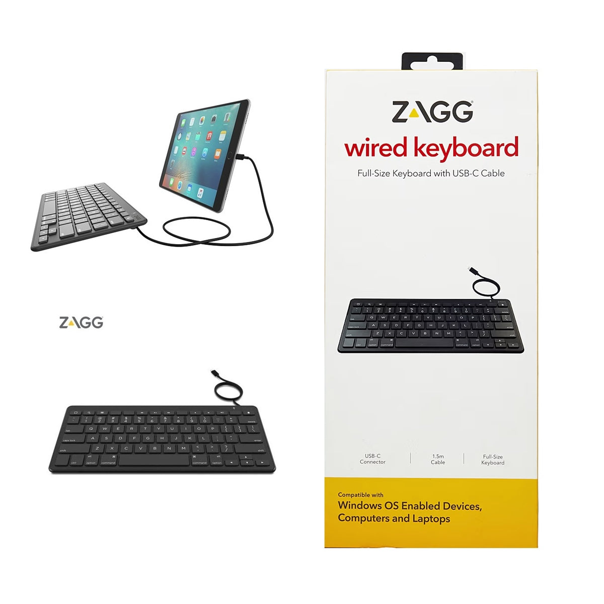 ZAGG Wired Keyboard Lightning Connector for iPhone iPad MFi-Certified