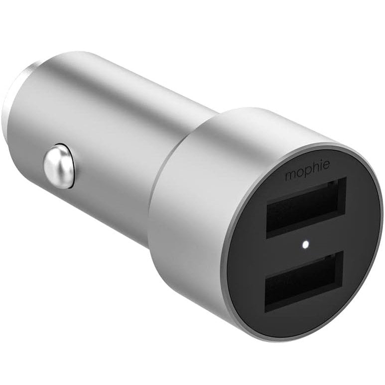 Mophie Dual USB 24W Aluminum Car Charger Silver-www.firsthelptech.ie