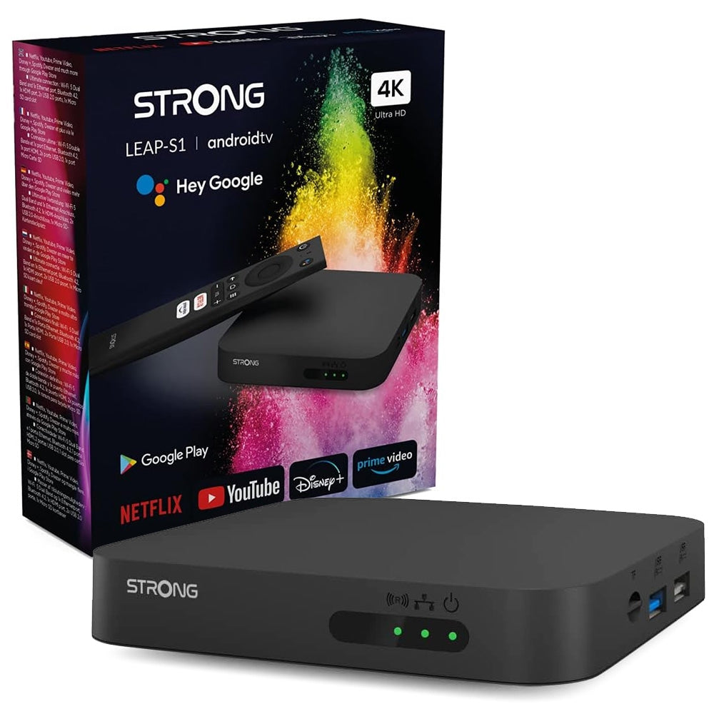 Strong Leap-S3UK 4K Ultra HD HDR Android Smart Tv Box - Black-www.firsthelptech.ie