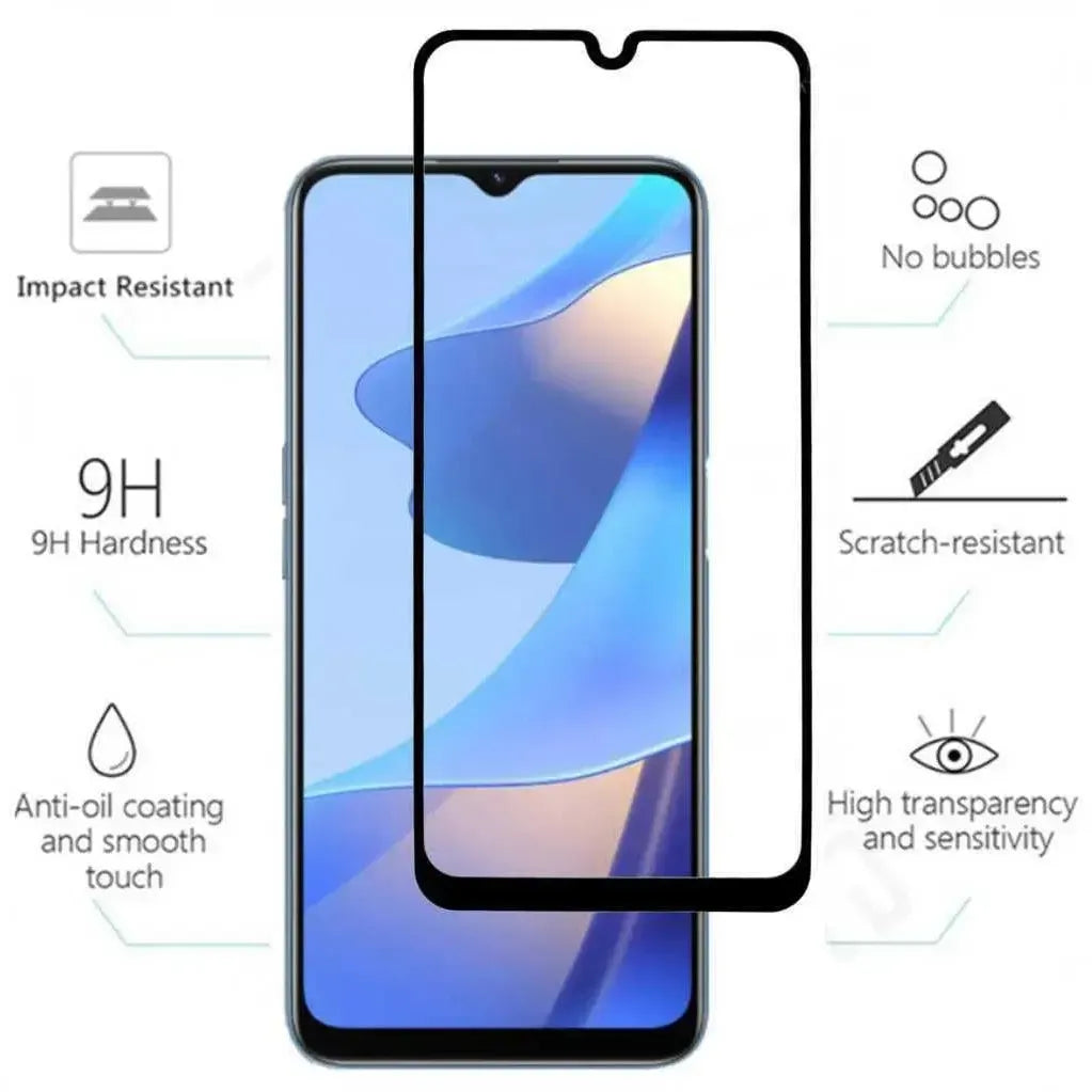 9D Full Coverage Screen Protector For Oppo A54s Tempered Glass