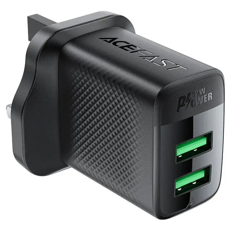 ACEFAST A87 USB-A+USB-A Dual Port Charger 12W Black