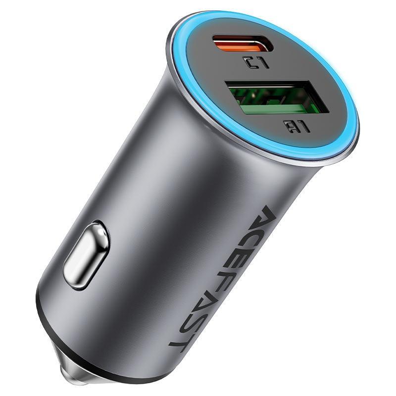 ACEFAST B16 95W USB-A / USB-C Dual Port Metal Car Charger Metal Gray