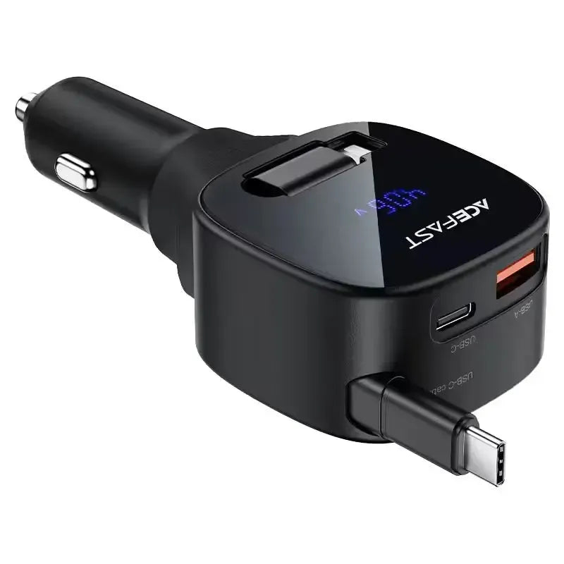ACEFAST B17 95W Car Charger With Type-C Cable & iP Adaptor Black