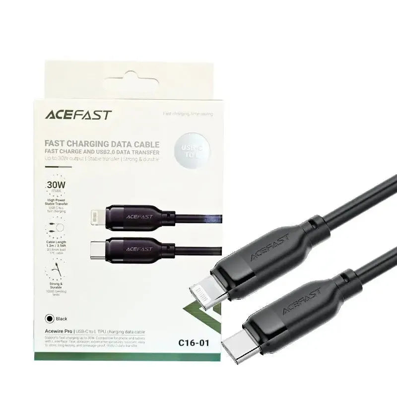 ACEFAST C16-01 PD Type-C To iP TPU Charging Cable 30W Black