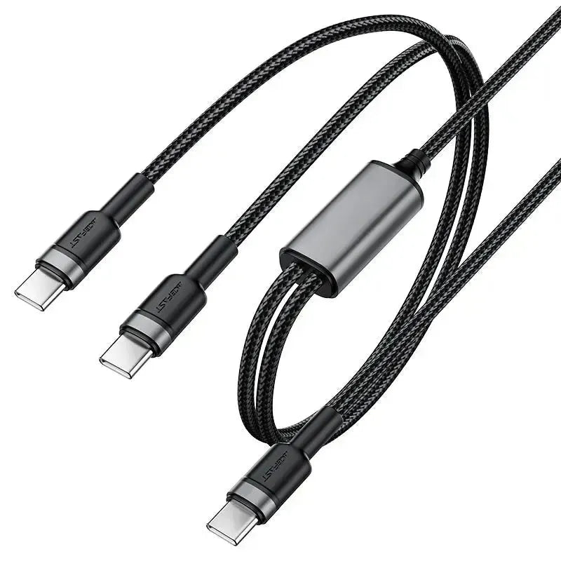 ACEFAST C22-02 USB-C To 2 USB-C Aluminum Alloy Charging Cable 100W Black