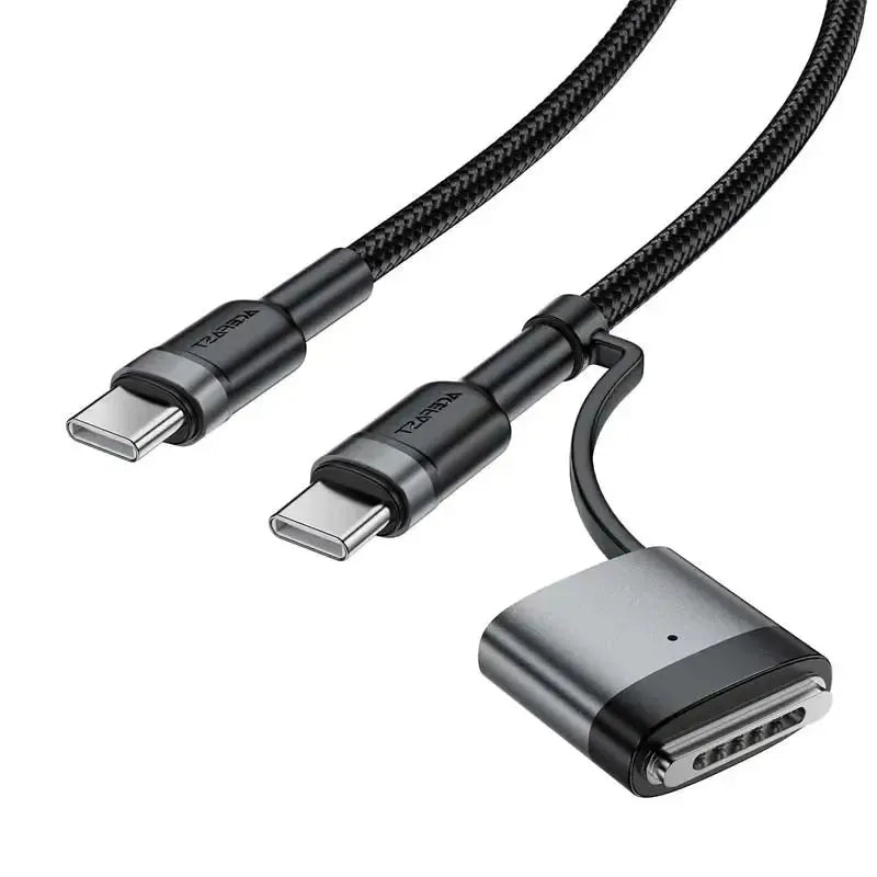 ACEFAST C22-05 2 In 1 USB-C To USB-C / Macbook 3 Charging Cable Black