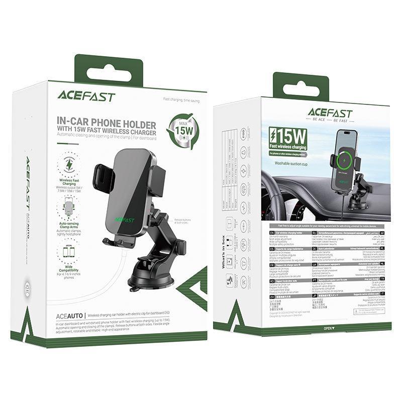 ACEFAST D53 Dash & Glass Auto Clamp Wireless Charging Car Holder Black