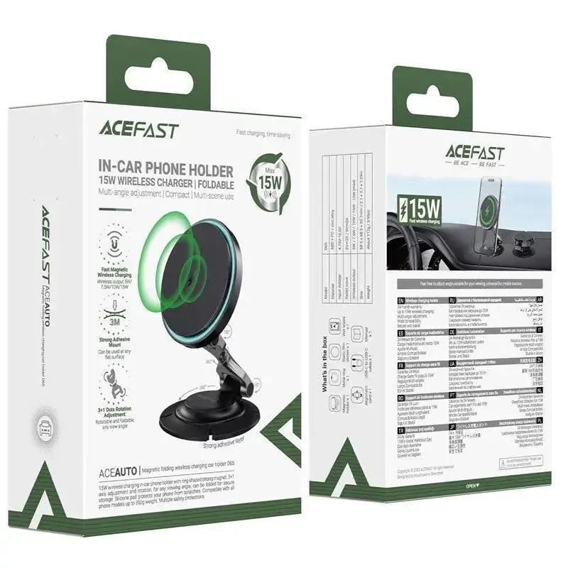 ACEFAST D65 Magsafe Folding Wireless Charging Car Holder 15W Black