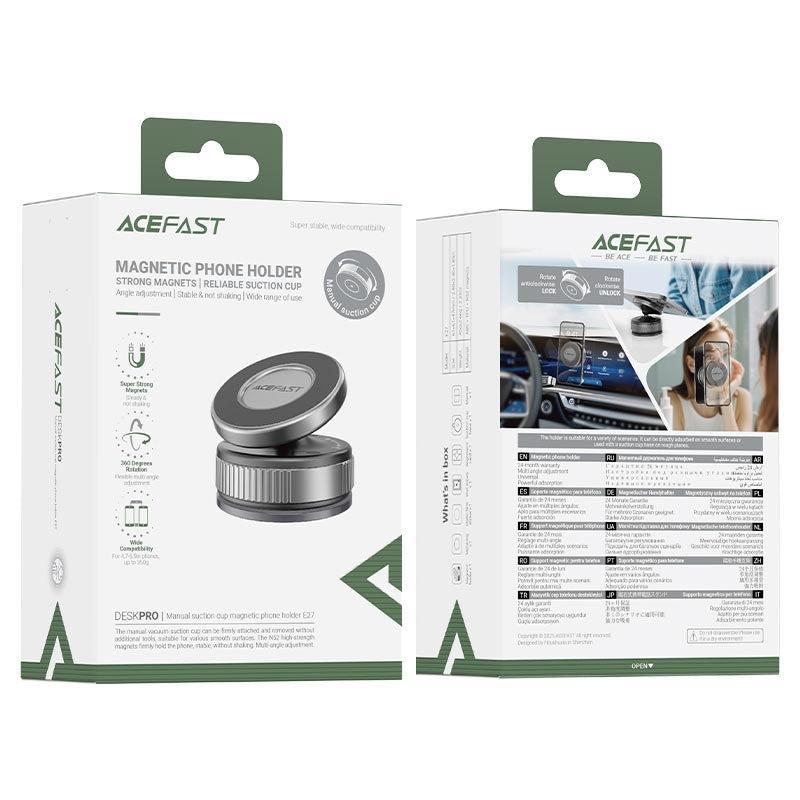 ACEFAST E27 Manual Suction Cup Magnetic Phone Car Holder Gray