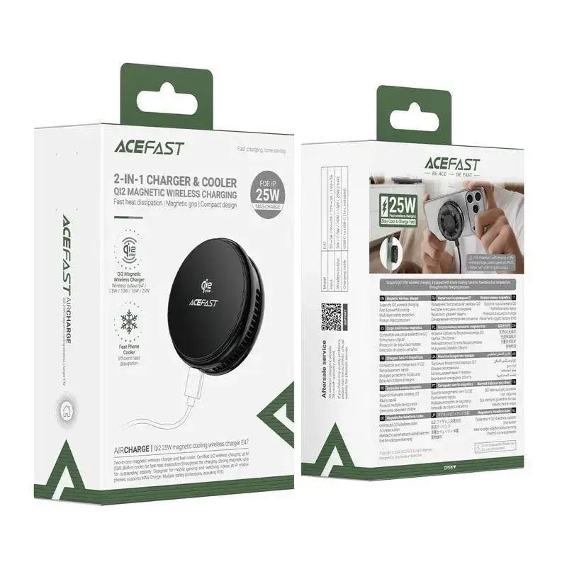 ACEFAST E47 QI2 25W Magsafe Magnetic Cooling Wireless Charger Black