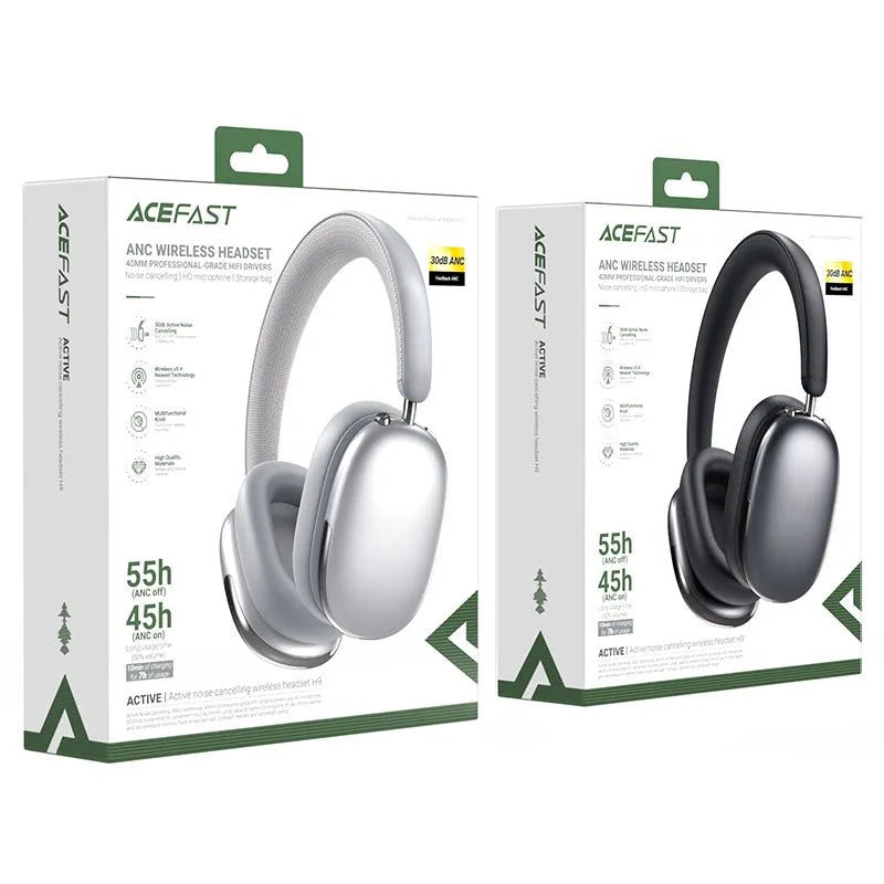 ACEFAST H9 Premium Active Noise Canceling 55H Wireless Headset Silver