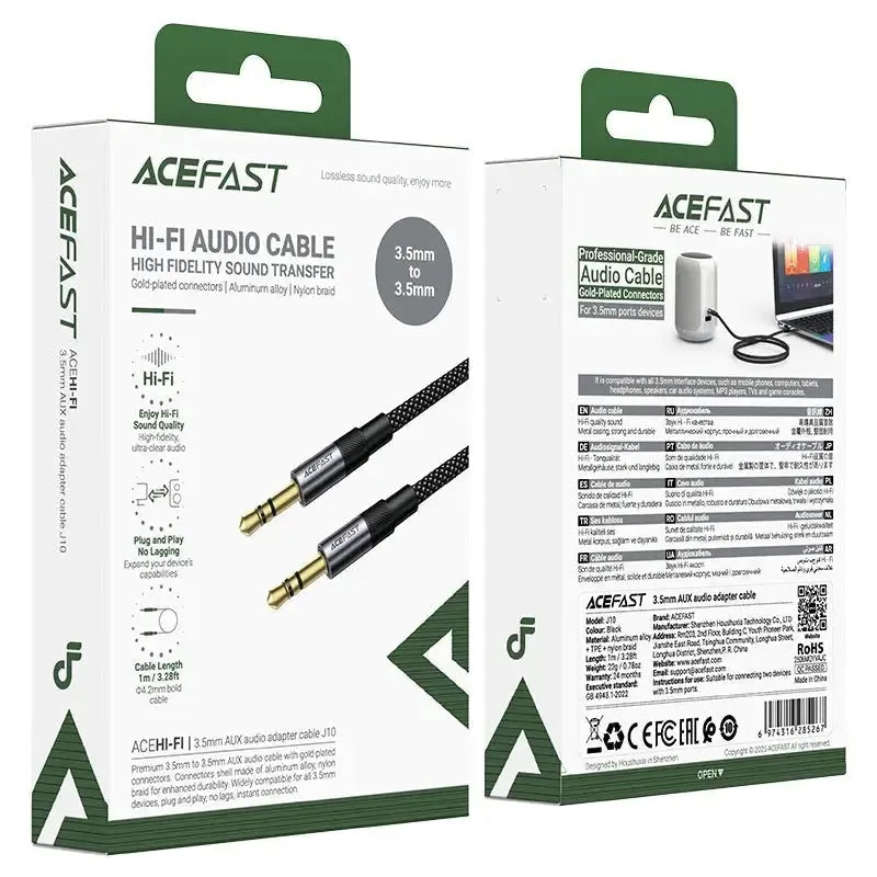 ACEFAST J10 3.5mm AUX Audio Cable 1M Black