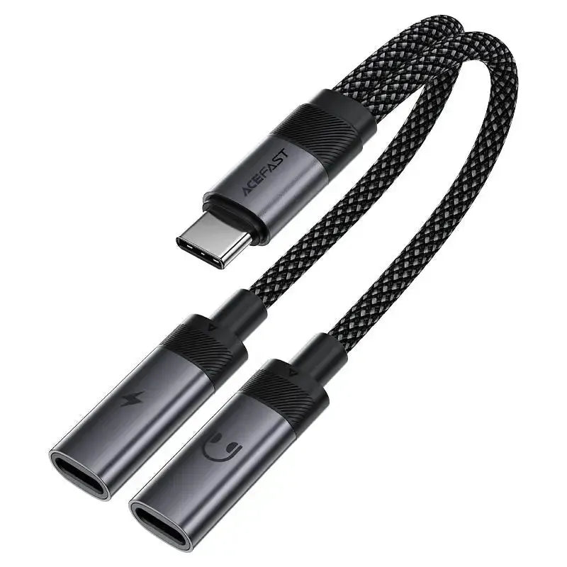 ACEFAST J14 USB-C Splitter Charging Audio Adapter Black