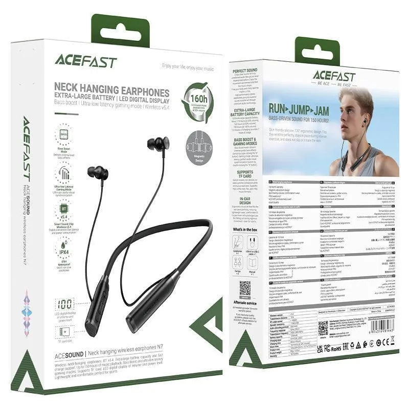 ACEFAST N7 Neck Hanging 160 Hours Wireless Earphones Black